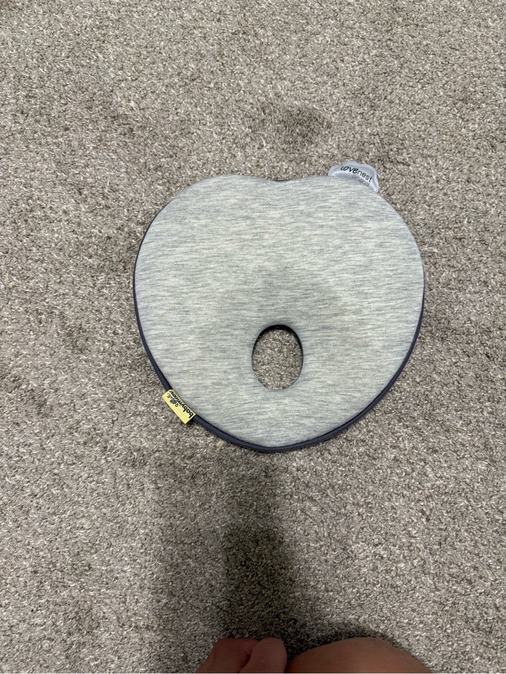 Gray Heart-Shaped Baby Head Support Pillow